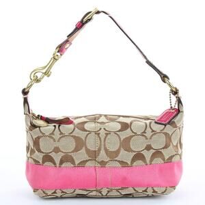 Coach Vintage Y2K Signature Stripe Demi Bag Pink Canvas Small Purse